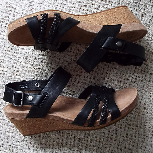 UGG Black Leather Wedges w/Removable Straps - Picture 2 of 8